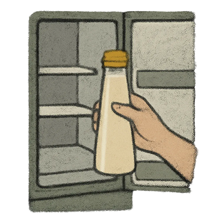 ドレッシングを冷蔵庫に入れるイラスト